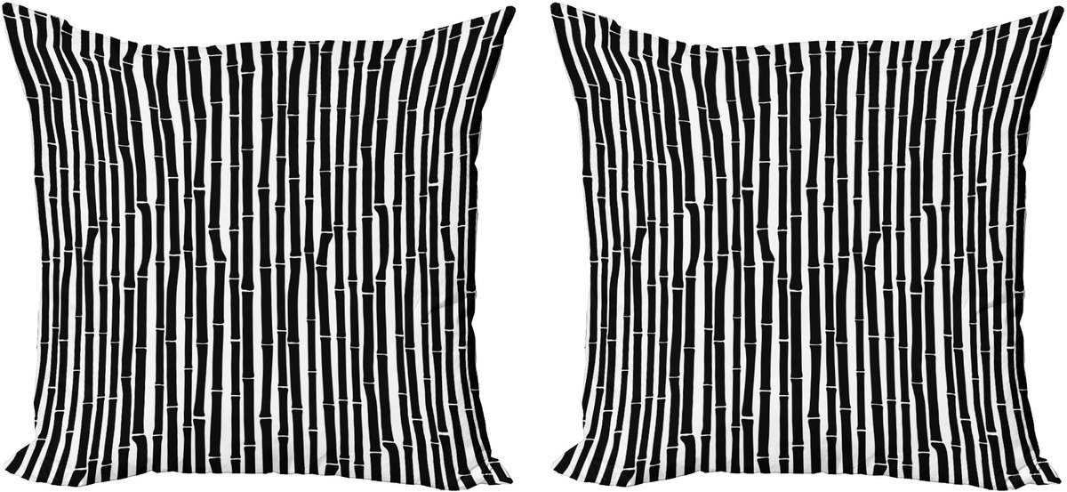 ABAKUHAUS Tropische kussenhoezenset (2 stuks), zwart-wit, 50 cm, zwart-wit