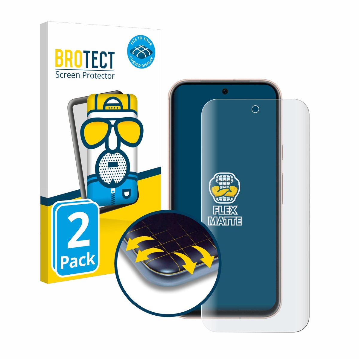 BROTECT - Screenprotector voor Google Pixel 8a - Folie Beschermfolie matte volledig dekking 2 Stuks