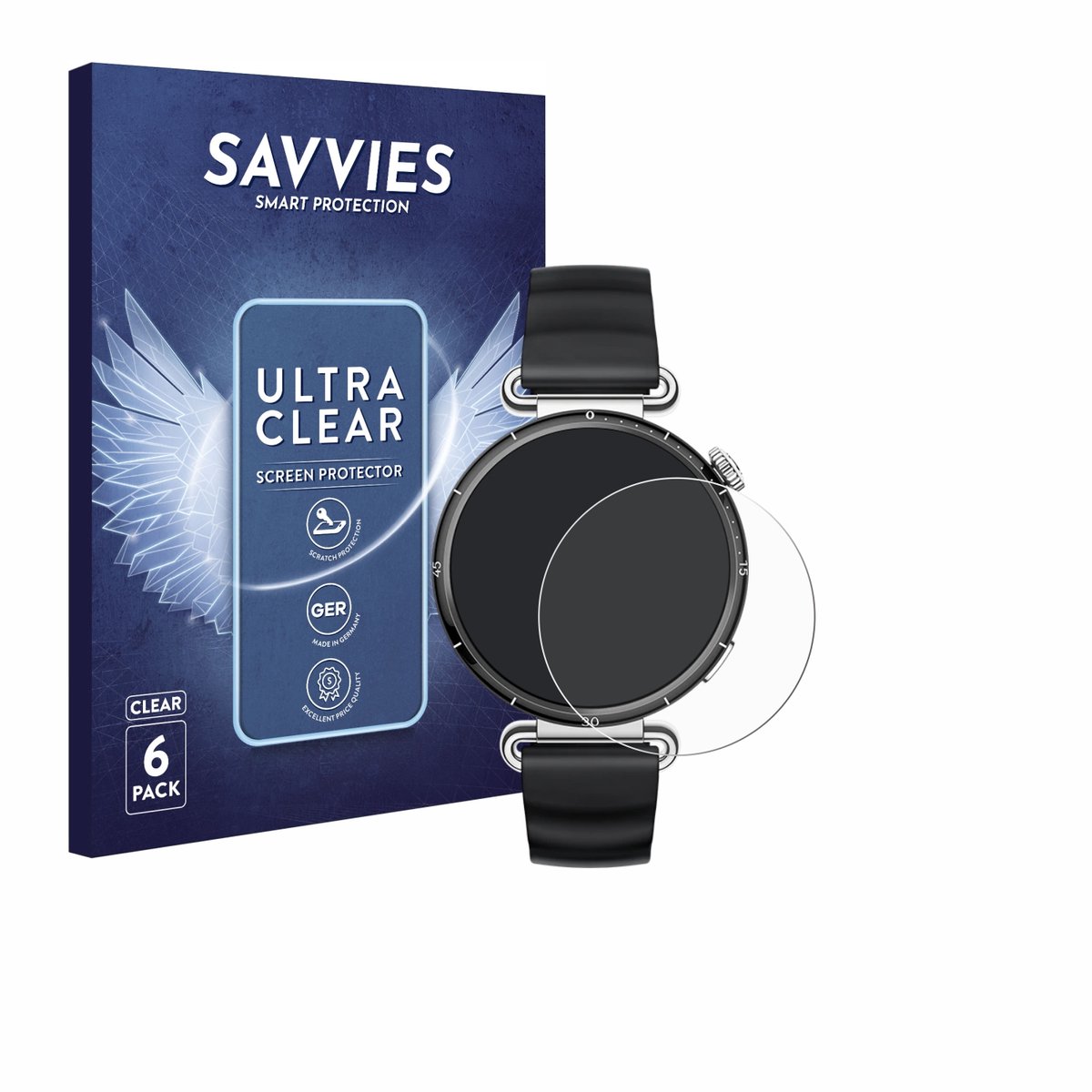 Savvies - Screenprotector voor Huawei Watch GT 6 (41 mm) - Folie Beschermfolie transparant 6 Stuks