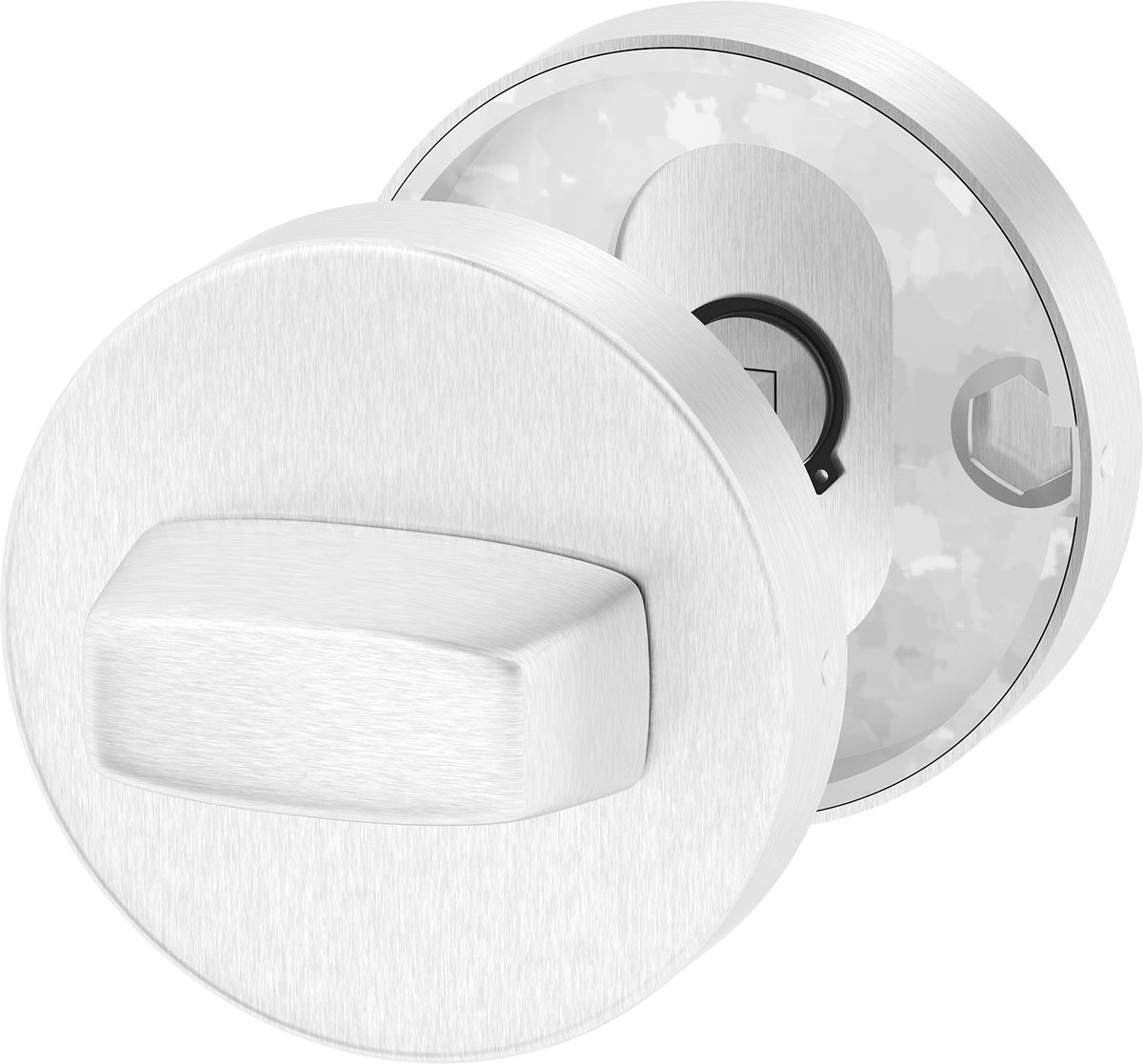 ERGO line Deurbeslag - WC-slot RVS - Roestvrij Staal Geborsteld - voor toilet/badkamer, Rozet met toiletsluiting, WC-rosetset zilver - Ronde rozetten voor badkamer- en toiletdeuren