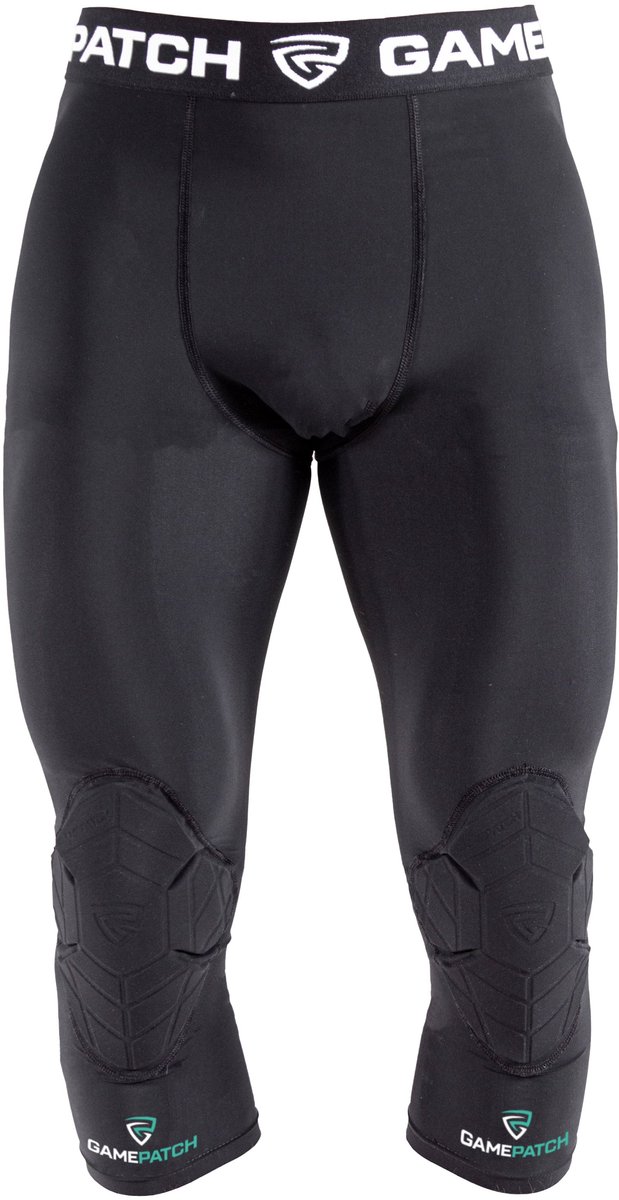 GAMEPATCH | 3/4 tights with knee padding | Zwart | Maat Junior (XS) | Basketball | Handball | Urban Sports