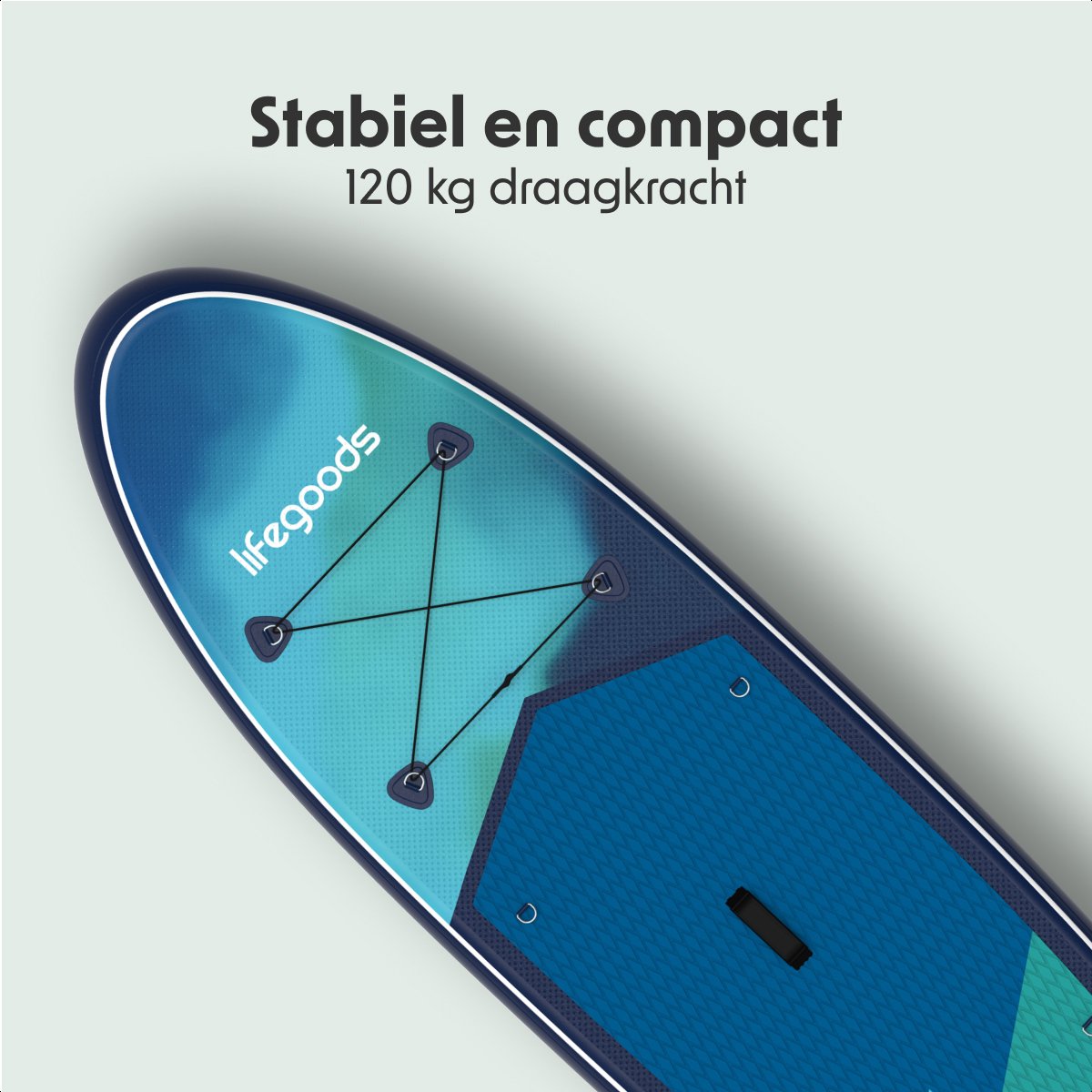 LifeGoods SUP Board Allround Compact - met Zitje - 120 KG Draagkracht - 300 x 76 cm - Opblaasbaar - Compleet SUP pakket - Blauw/Groen – foto 5