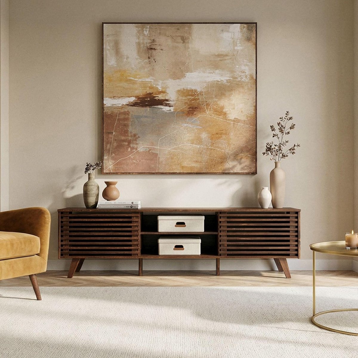 TV-kast Olijfgroen 105x35x50 cm – Moderne Media Meubel, Hifi Kast, Sideboard en Televisiekast – Stevige Stalen Constructie – Pauwhome