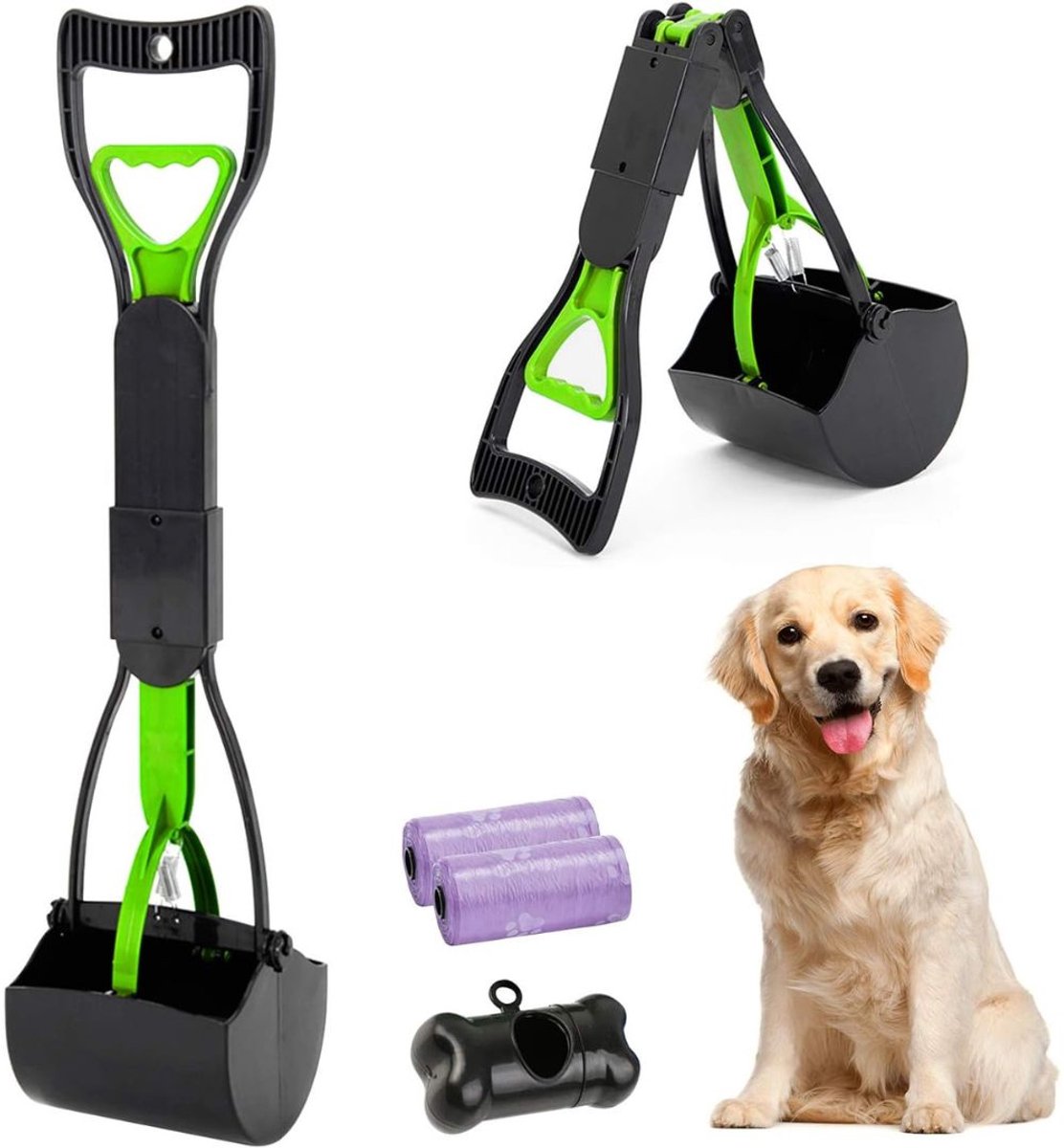 Zyrex® Hondenpoepschep - Honden - Hondenpoepzakjes - Groen - 8cm x 6cm x 12cm