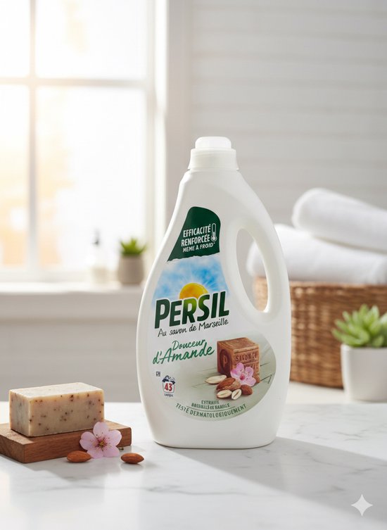 Persil au Savon de Marseille – Douceur d’Amande – 1,806L – 43 Wasbeurten – Met Natuurlijke Vanille-Extracten – Dermatologisch Getest