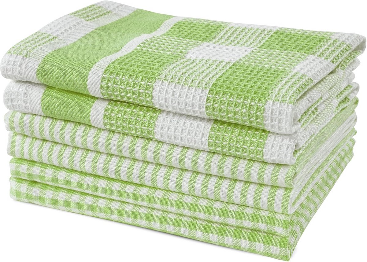 Luxe Katoenen Keukendoeken - 6 Stuks Zachte, Zeer Absorberende Afdroogdoeken