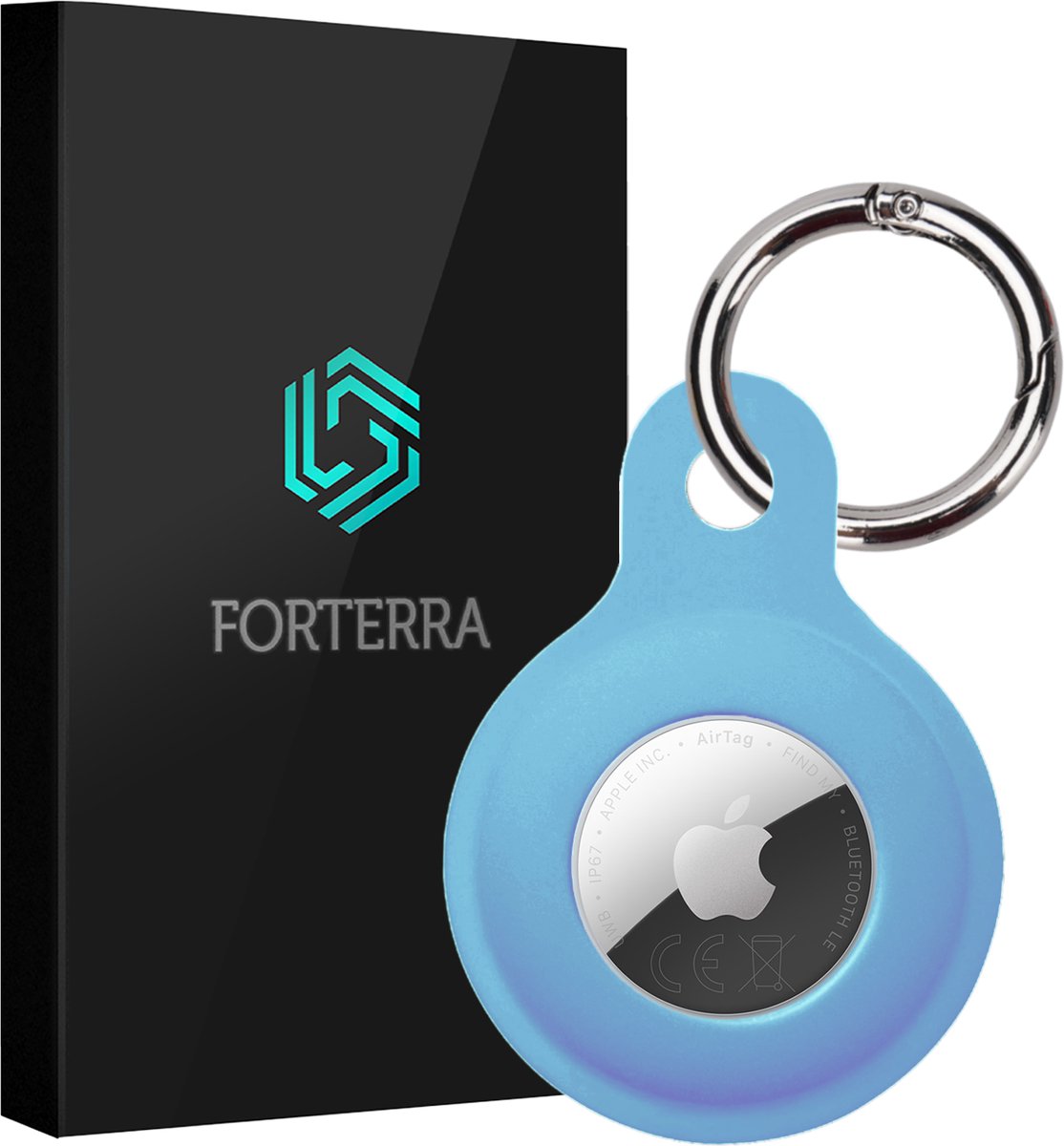 Forterra Sleutelhanger - Geschikt voor Apple AirTag 2e generatie - Houder - Siliconen Hoesje - Lichtblauw