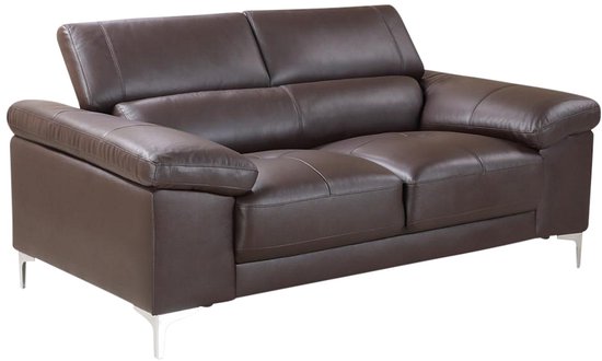 Canapé cuir 2 places SOLANGE - Marron L 176 cm x H 90 cm x P 103 cm