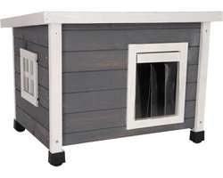 Kattenhuis voor Buiten - Kattenhok Binnen - Kattenbench - Kattenren - Grijs en Wit