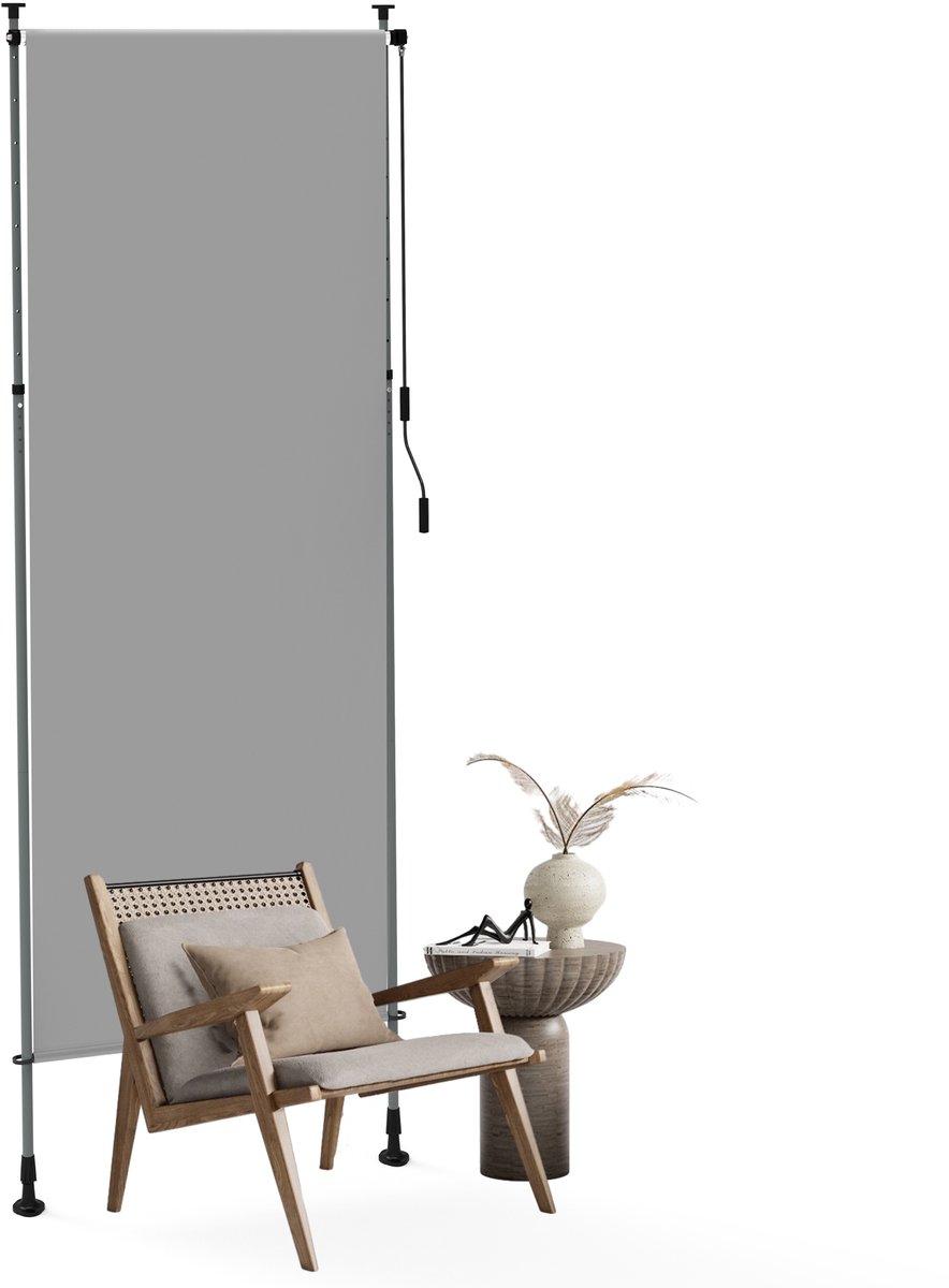Froadp 100×310cm Zonweringsysteem voor balkons, terrassen en tuinen Zonnescherm met slingerbediening In hoogte verstelbaar van 215 tot 311 centimeter Boren niet nodig Windbestendig UV-bescherming Waterdicht Lichtgrijs