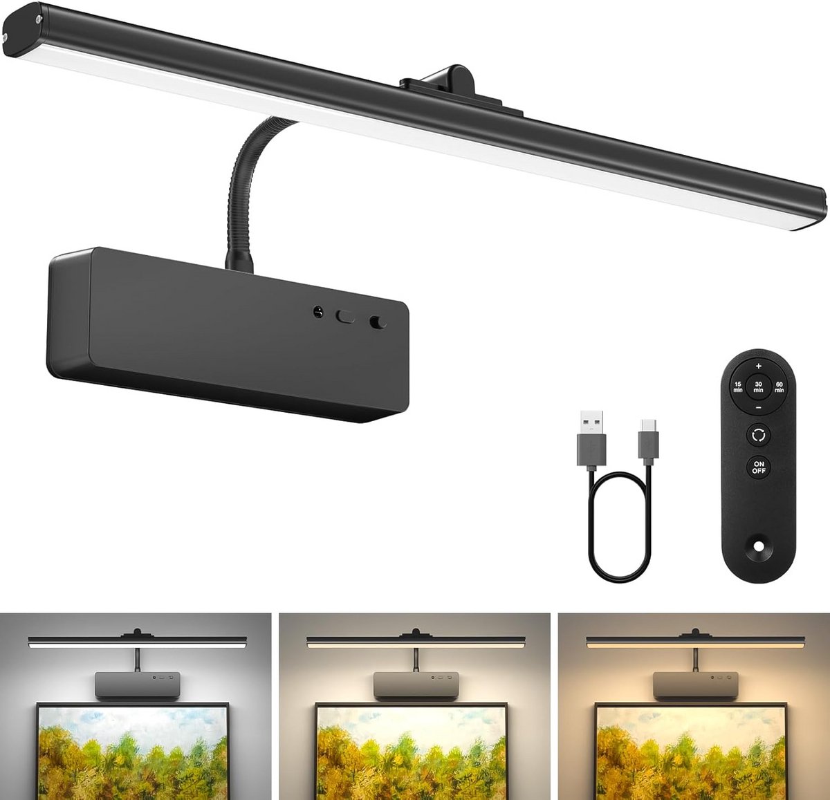Draadloze Oplaadbare LED Wandlamp met Afstandsbediening - Dimbaar en 3 Kleurtemperaturen