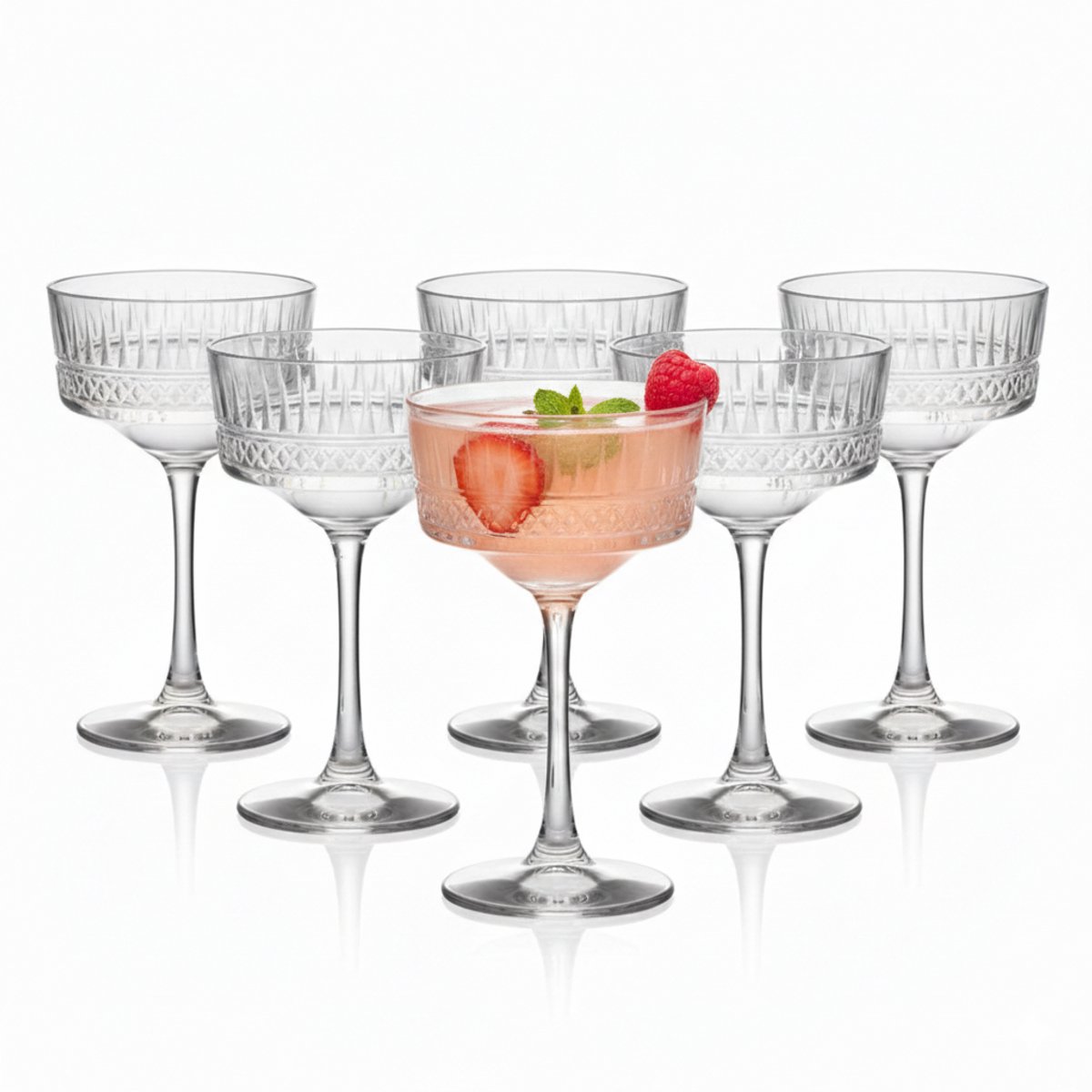 Bar Dedicated Martini Glazen - Cocktailglazen Set van 6 - 350 ml - Uniek Design - Luxe Glaswerk