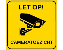 Premium 'Cameratoezicht' Sticker - 10,5x10,5 cm - Let Op! Cameratoezicht - UV & Waterproof - Weerbestendig Vinyl - Geel/Zwart - Camera sticker - Videobewaking - Camerabewaking - Slimme deurbel - Surveillance - Veiligheidssticker
