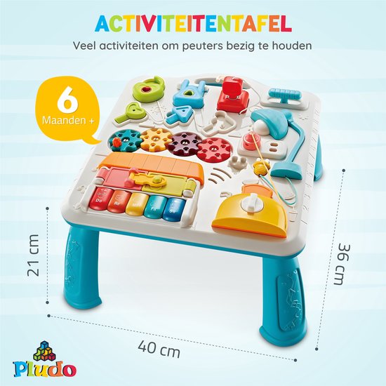 Pludo Activiteiten Tafel - Montessori Speelgoed - Educatief Speelgoed - Interactieve Speeltafel - Sensorisch Speelgoed - Motoriek Speelgoed - Keyboard Kind - Activity Center - Peuter Speelgoed - Jongens - Meisjes - 1 jaar - 2 jaar - 3 jaar - 4 jaar van Pludo — afbeelding 2