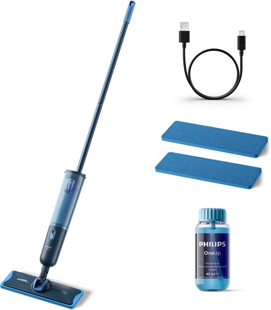 Philips OneUp Elektrische Dweil 3000 series XV3101/11 - 1 extra dweildoek - Dweilsysteem - Vloerreiniger - Vuil water opzuigen - 1 stand - 50min dweilen - Geen emmer nodig - Extra dweildoek