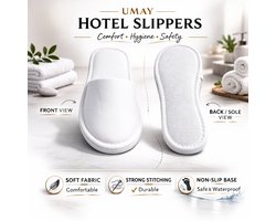 Umay Wellness Wegwerp Slippers – 300 Stuks – Open Teen – Wit – Hotel, Sauna & Spa