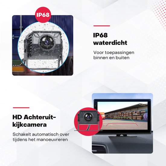 Boscer 10.1 Inch Android 4-Wegs Camera Monitor - 4x Waterproof IP68 Camera - Apple Carplay & Android Auto (Draadloos) - Android 13 - 2+32GB - WiFi, Bluetooth & Radio - Geschikt voor Camper, Auto & Vrachtwagen — afbeelding 3