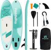 LifeGoods SUP Board Allround Compact - 120 KG Draagkracht - 300 x 76 cm - Opblaasbaar - Compleet SUP pakket - Mintgroen
