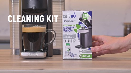 Caffenu Onderhoudsset Koffiemachine Reiniger & Ontkalker voor Nespresso Vertuo - Ontkalker 200 ml (2 Doseringen) + 6 Reinigingscups - Ontkalkingsset - Zorgt voor Warmere Koffie, Betere Smaak en Langere Levensduur Koffiezetapparaat