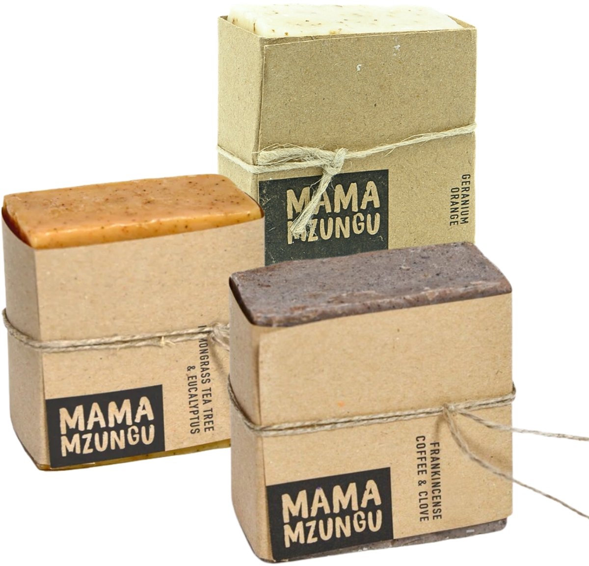 Mama Mzungu Soap Bar Set van 3x120gr Zeepblokken - Soapbars Natuurlijk en Plantaardig
