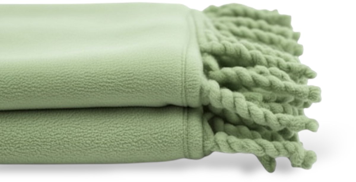 Unique Living Fleece Plaid Met Franjes - 130x160 - Nile Green