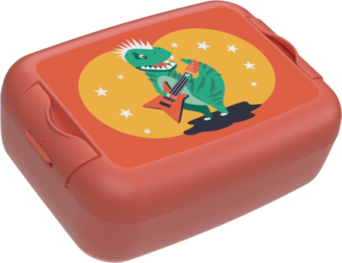 Day To Day Lunchbox Dino - 825ml - Brooddoos voor Kinderen - BPA-vrije Lunchtrommel - Gemaakt in België - Oranje - 170x120x65mm