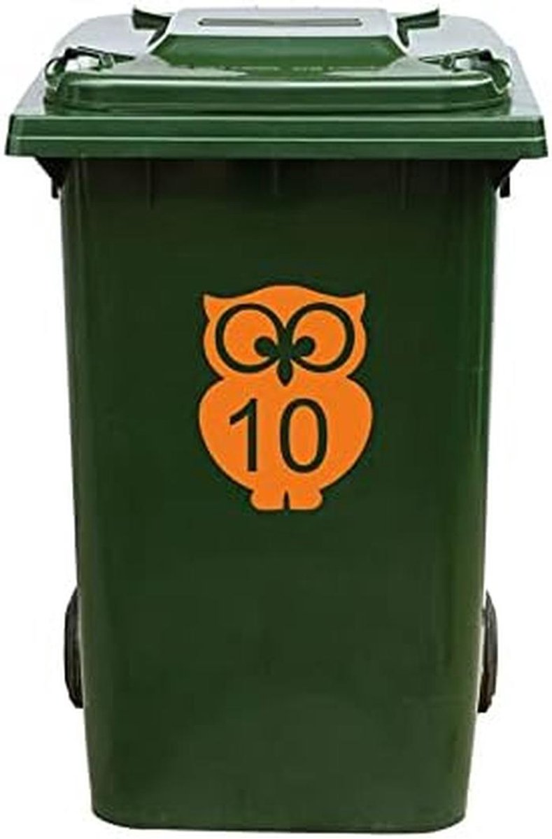 Grote Rode Afvalcontainer Sticker Nummer (10 t/m 17) - Weerbestendige Huisnummering