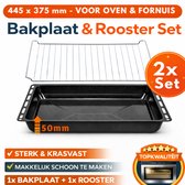 ICQN Extra Diepe Bakplaat en Rooster Set voor Oven - 445x375x50 mm