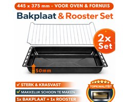 ICQN Extra Diepe Bakplaat en Rooster Set voor Oven - 445x375x50 mm