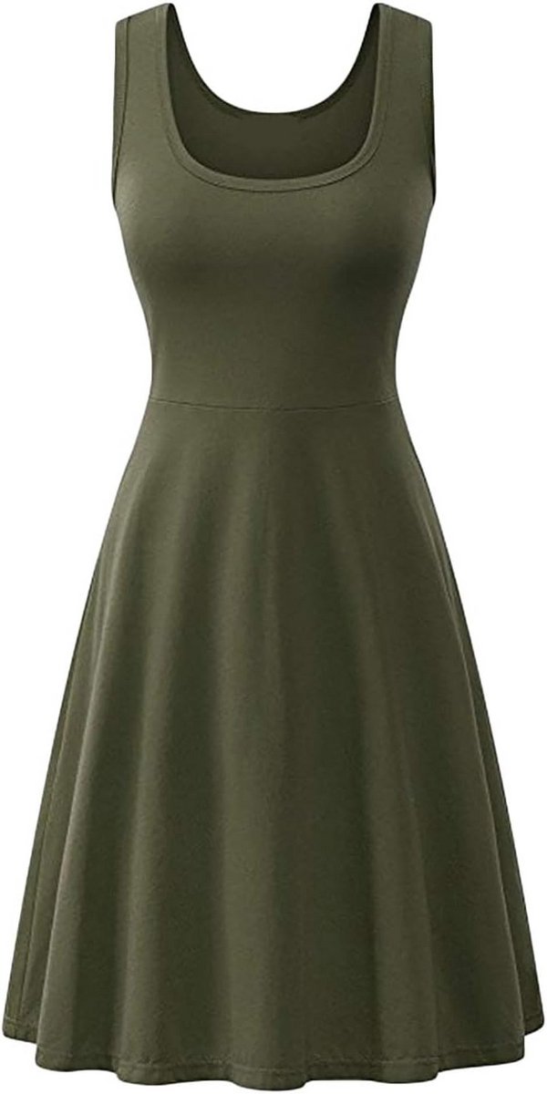 Vintage Stijl Zomerjurk Dames Mouwloos Ronde Hals Casual Feestjurk