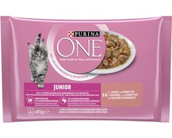 PURINA ONE Junior Kittenvoer nat met zalm & wortelen, (1x 4 x 85g)