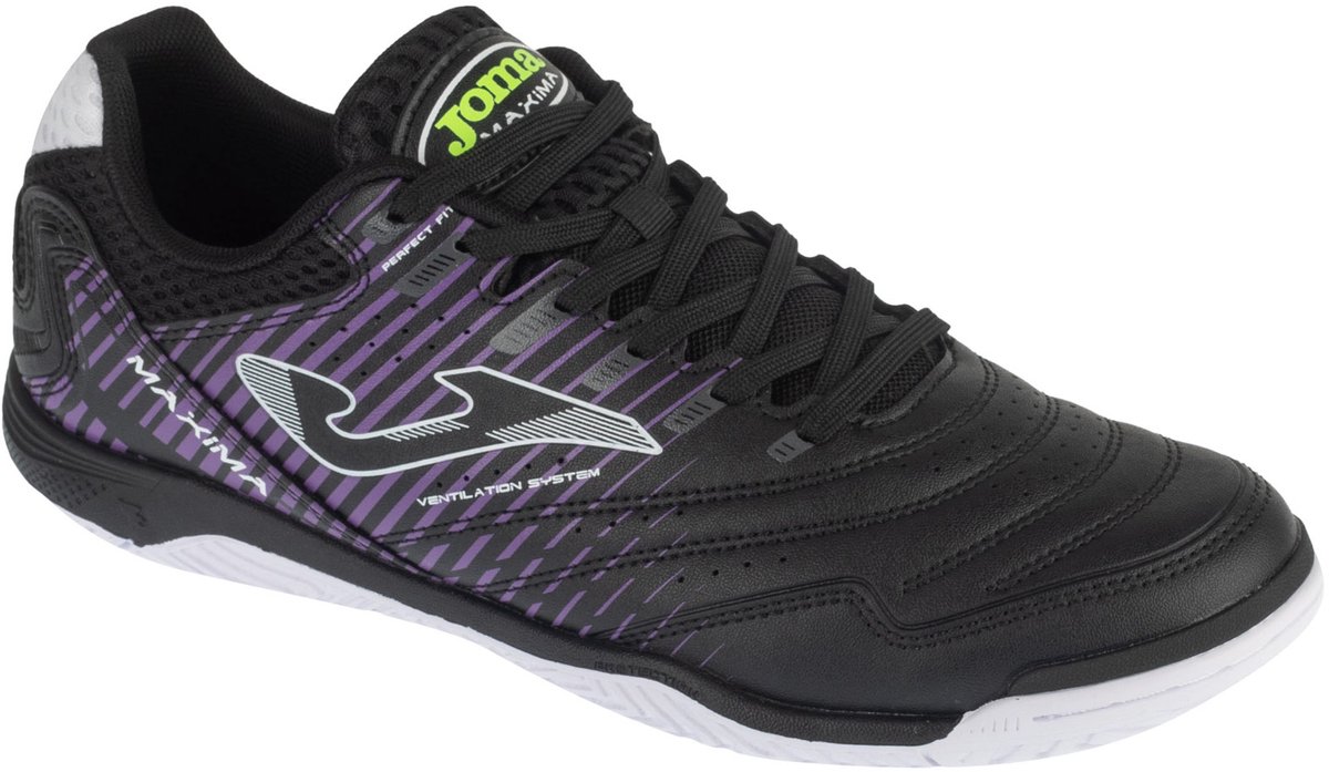 Zwarte Joma Maxima 26 MAXS IN indoorschoenen voor mannen, maat 44,5, met luchtige mesh en opvallende details.