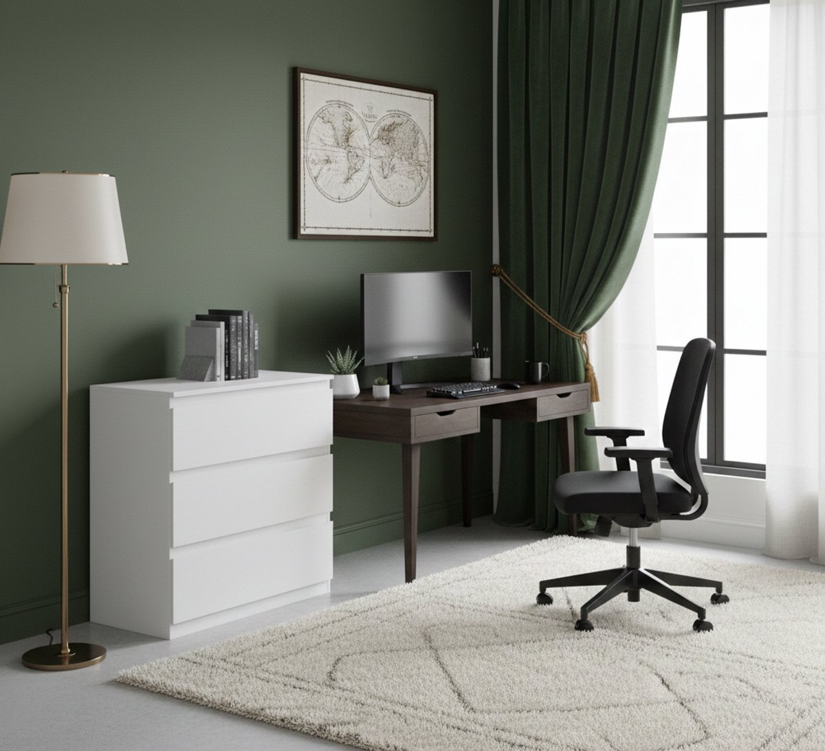 House&Garden NordicLine Commodekast 70 cm – Witte Ladekast met 3 Lades – Moderne Nachtkast / Dressoir voor Slaapkamer, Woonkamer & Hal – 70 x 40 x 75 cm
