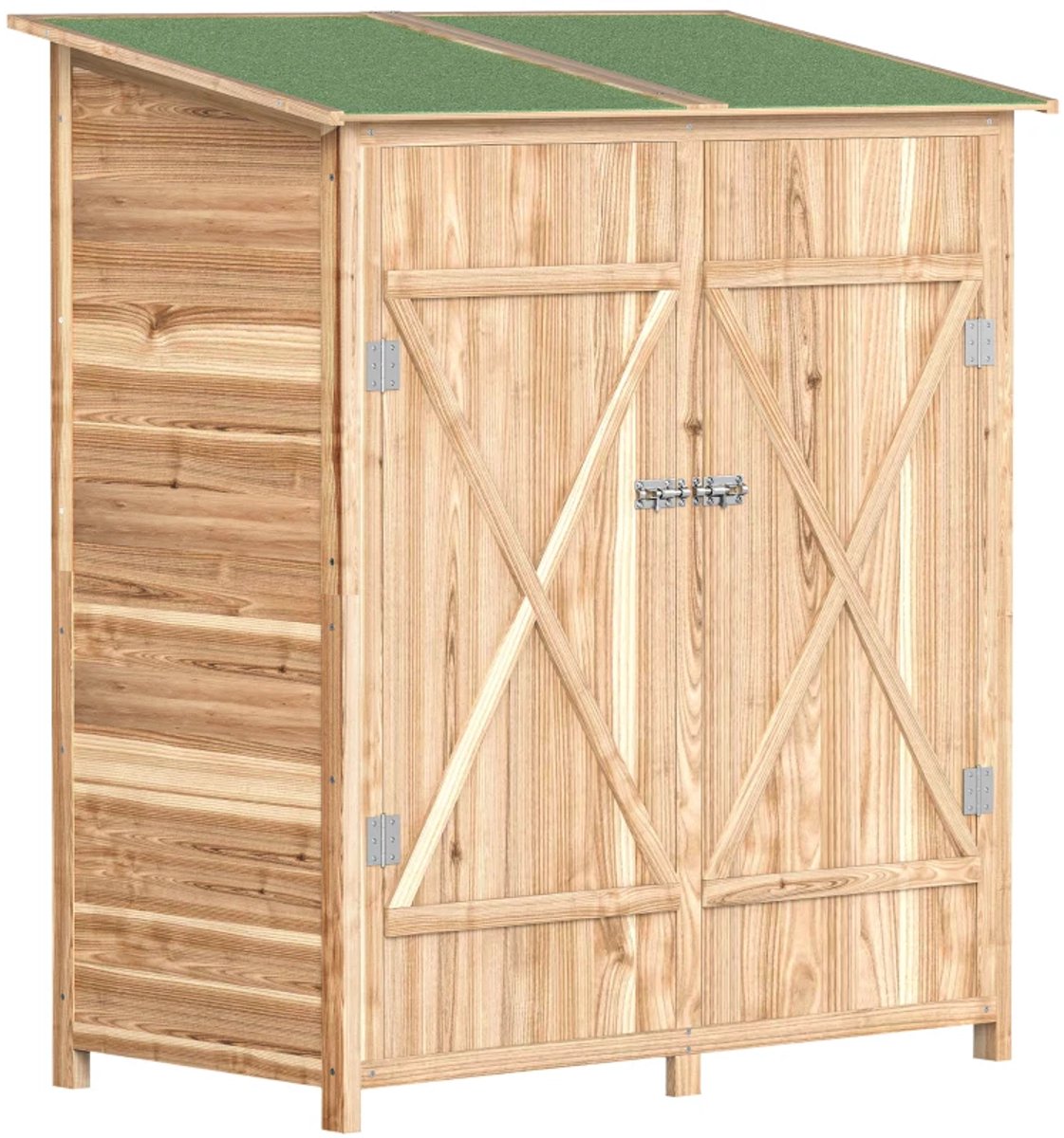Tuinkast Hout - Buitenkast met Asfaltdak - Opbergkasten - Tuinhuis - Tuinschuur - Gereedschapskast - Tuinberging - Weerbestendig - voor Buiten, Tuin & Balkon - Vurenhout - 110x55x117 cm