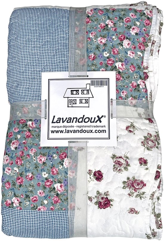 Lavandoux - Bedsprei - Cottage Patchwork - 240x220 - 2-persoons - Blauw