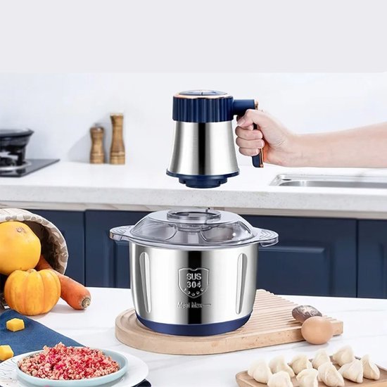 D&A Blender - Vleesmolen - Gehaktmolen - Groentesnijder - Groentesnijder Elektrisch - Roestvrij Staal - Keukenblender - 5L van Merkloos — afbeelding 4