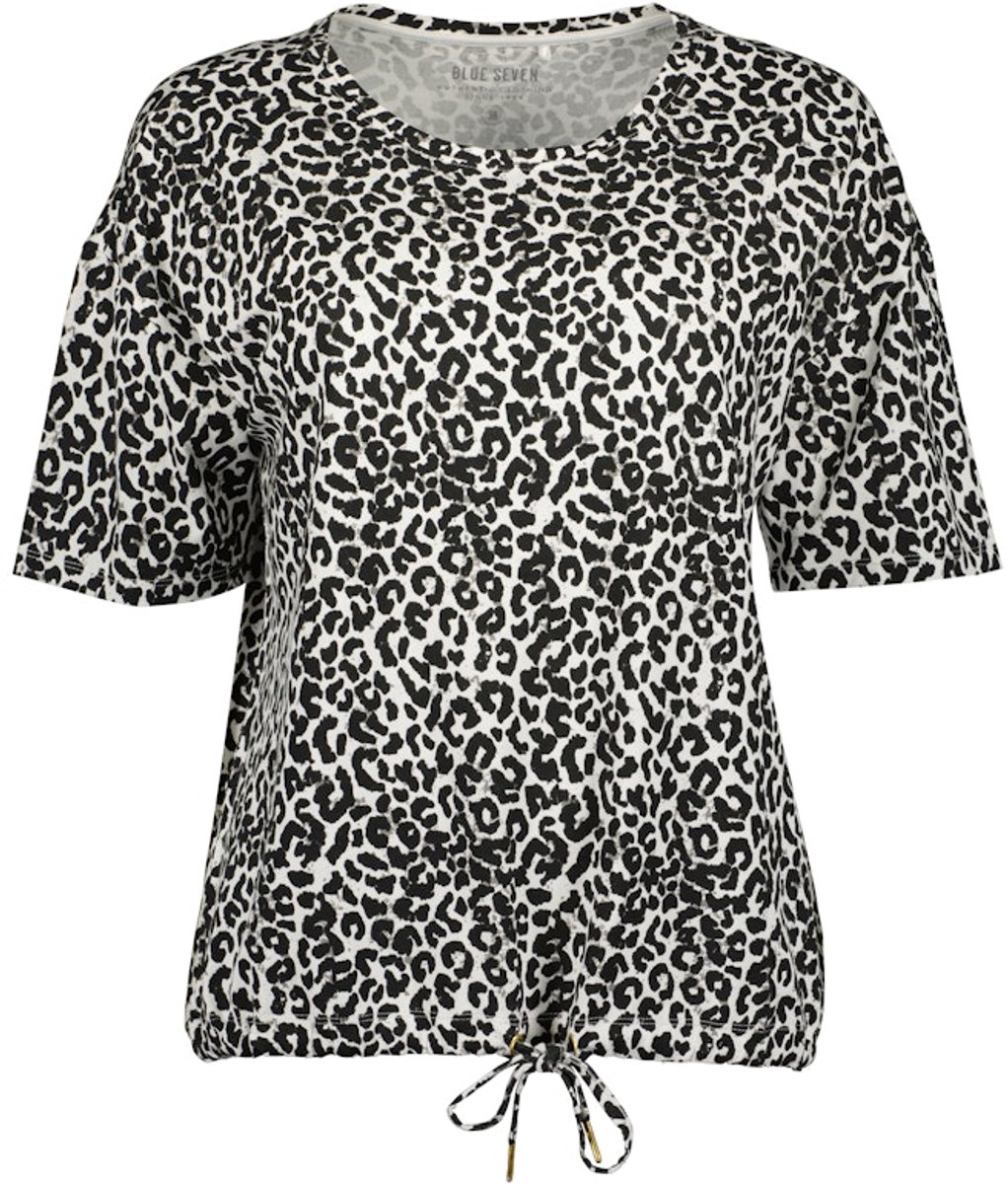 Blue Seven - Shirt 105876 zwart/wit print KM Blue Seven - maat 48
