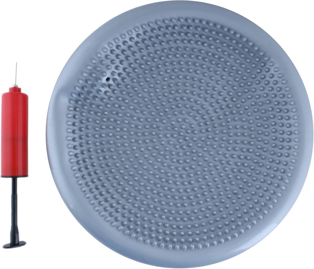 Wiebelkussen - Balanskussen - Balkussen - Komfortabel Zitten - Volwassenen en kinderen - Balansbord - Balance Board - Balanstrainer - Balansbal - Fitnessbal - Grijs - 33 cm met Handpomp - van Imperatoris