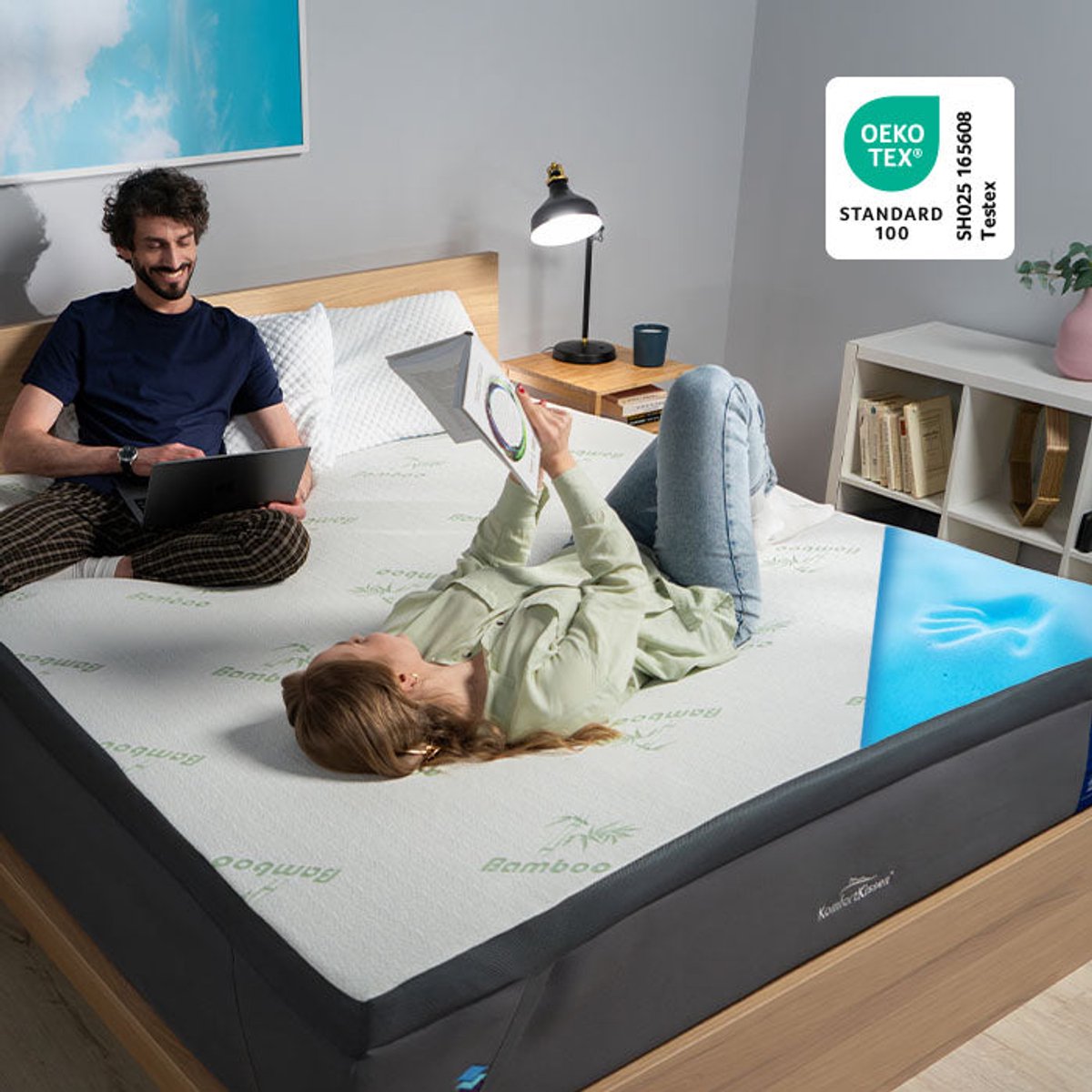 Premium Comfort Topper - Matrastopper - Gel-Traagschuim - 7 cm - Antibacterieel - Ademend - Extra Comfort