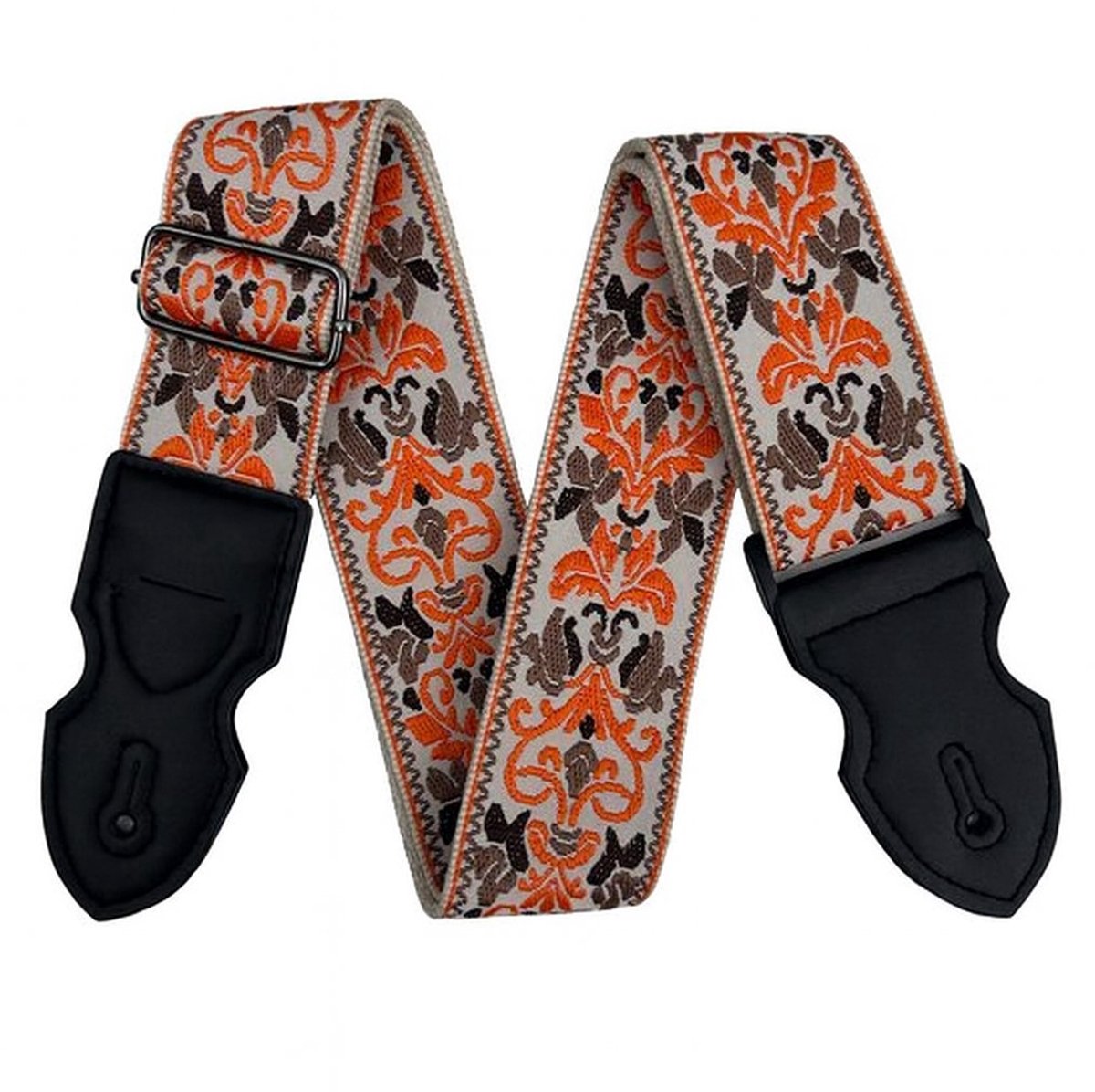 P&P Professionele Verstelbare Stevige Gitaarband - Guitar strap Band - Luxe Gitaarriem - Bas/Elektrische /Akoestische Gitaar -Oranje/Bruin/Beige