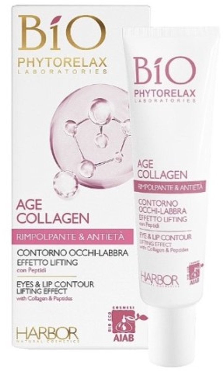 Phytorelax Age Collagen Eye & Lip Contour Lifting Effect – Met Collageen & Peptiden – Anti-Aging – Zonder Parfum – Bio Eco AIAB – 15ml