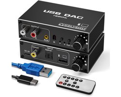 Digitale naar Analoge Audio Converter met Volumeregeling en Bass Boost - 192 kHz Ondersteuning