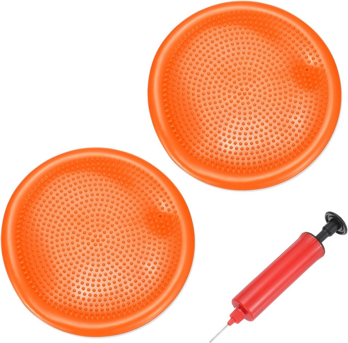 Wiebelkussen - Balanskussen - Balkussen - Komfortabel Zitten - Volwassenen en kinderen - Balansbord - Balance Board - Balanstrainer - Balansbal - Fitnessbal - Oranje - 33,5 cm - 2 Stuks met Handpomp - van Imperatoris