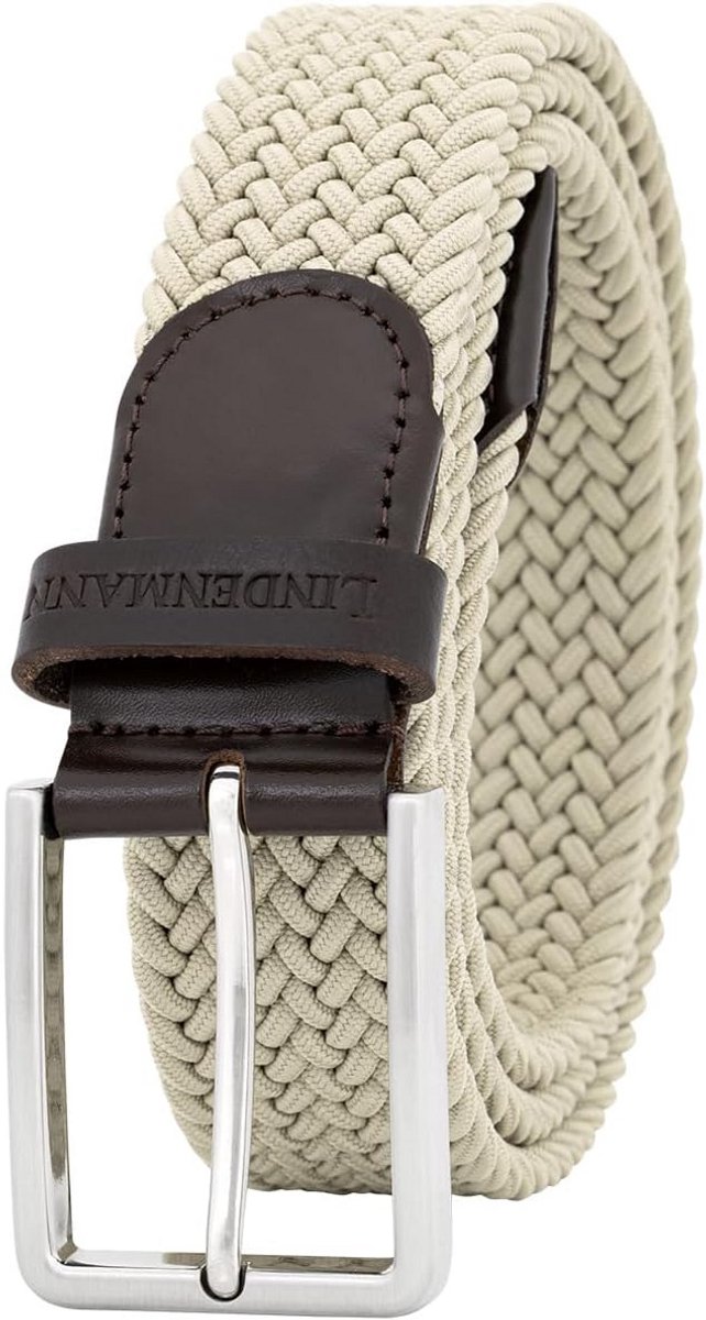 Heren Stretch Riem Gevlochten Textiel Riem Beige - Flexibele Golf & Vrijetijdsriem