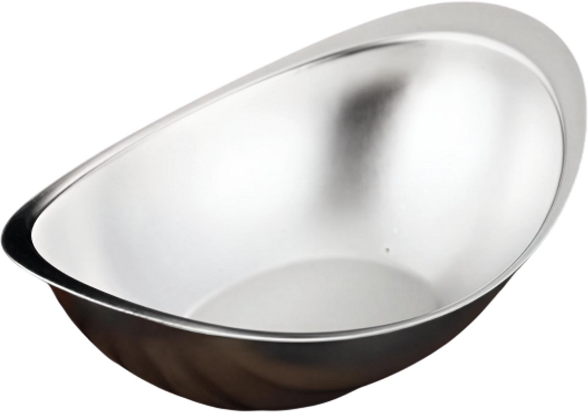 Saladekom van Roestvrij Staal – Kom voor Desserts en Snacks – Maat 25x16cm – Zilver – Duurzaam Servies – Keukengerei voor Restaurant en Thuis