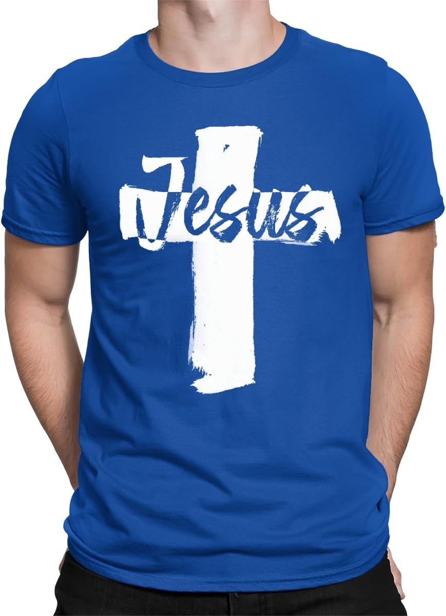 Heren T-shirt met Kruis en Christelijke Tekst - 100% Katoen