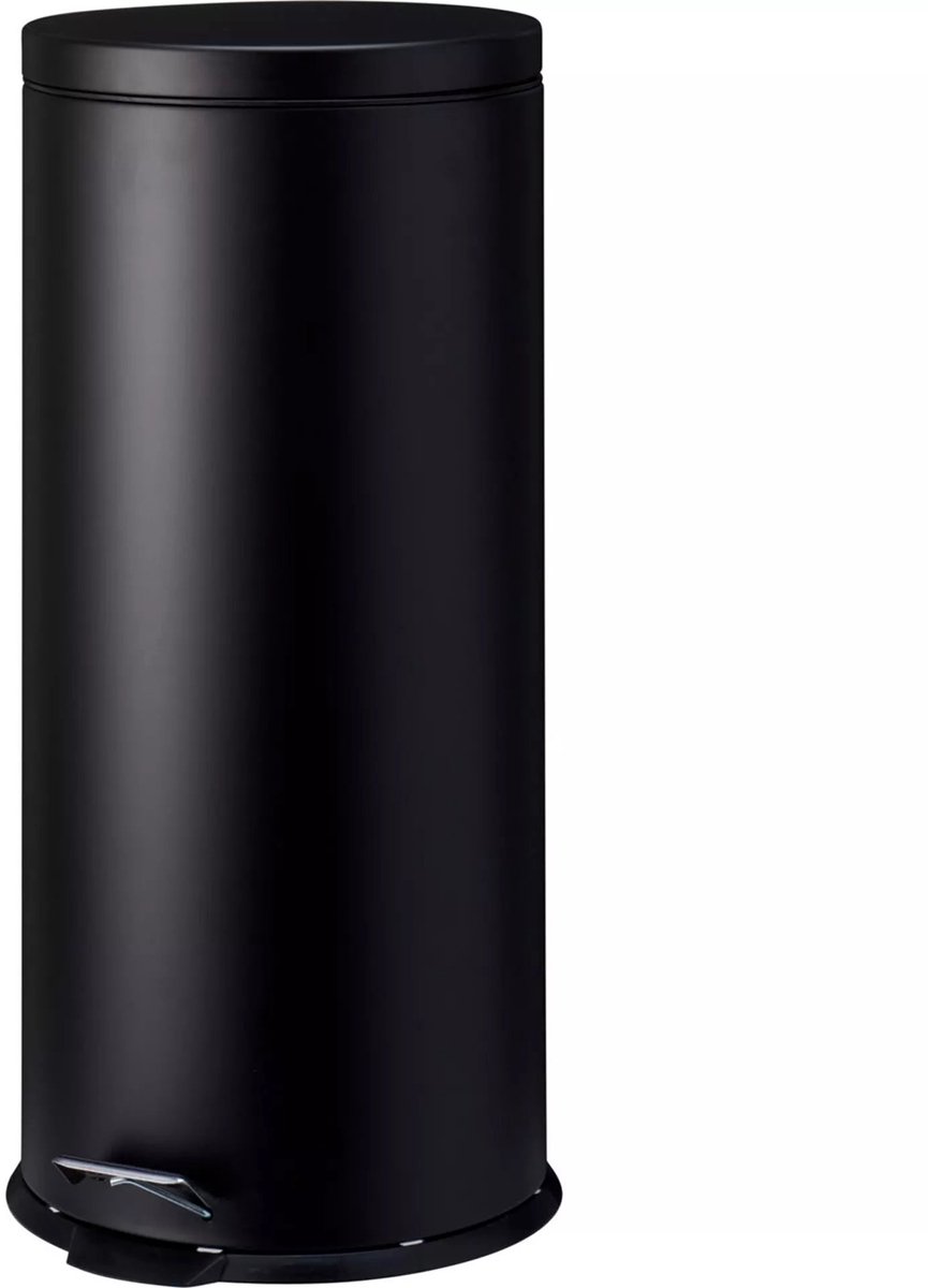 Pedaalemmer 30 liter Zwart 30x48cm Metaal – Ronde Keuken Prullenbak
