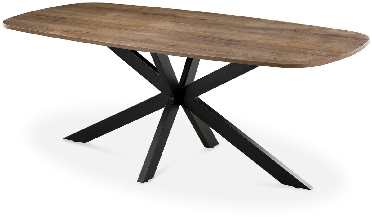 Giga Meubel Eettafel Jaimy - Deens Ovaal Donkerbruin Hout - 200x100x76cm