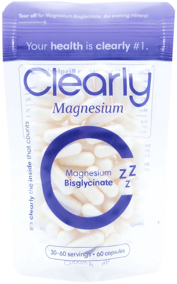 Clearly Magnesium Bisglycinaat – 60 Capsules – Optimaal Opneembaar – Voor Rust, Slaap en Spierherstel – Vegan