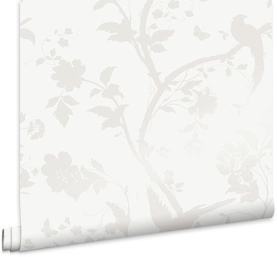 Laura Ashley Oriental Garden Behang - Bloemen - 10mx52cm - Wit
